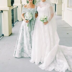 Alfred Sung Sara Gown in Sage Cottage Rose, Size 0